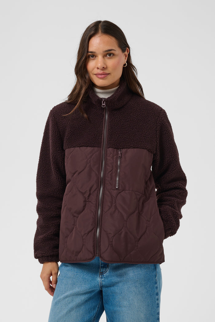 Kaffe Kagracelyn Fudge Burgundy Teddy Fleece Quilted Jacket, 10512279