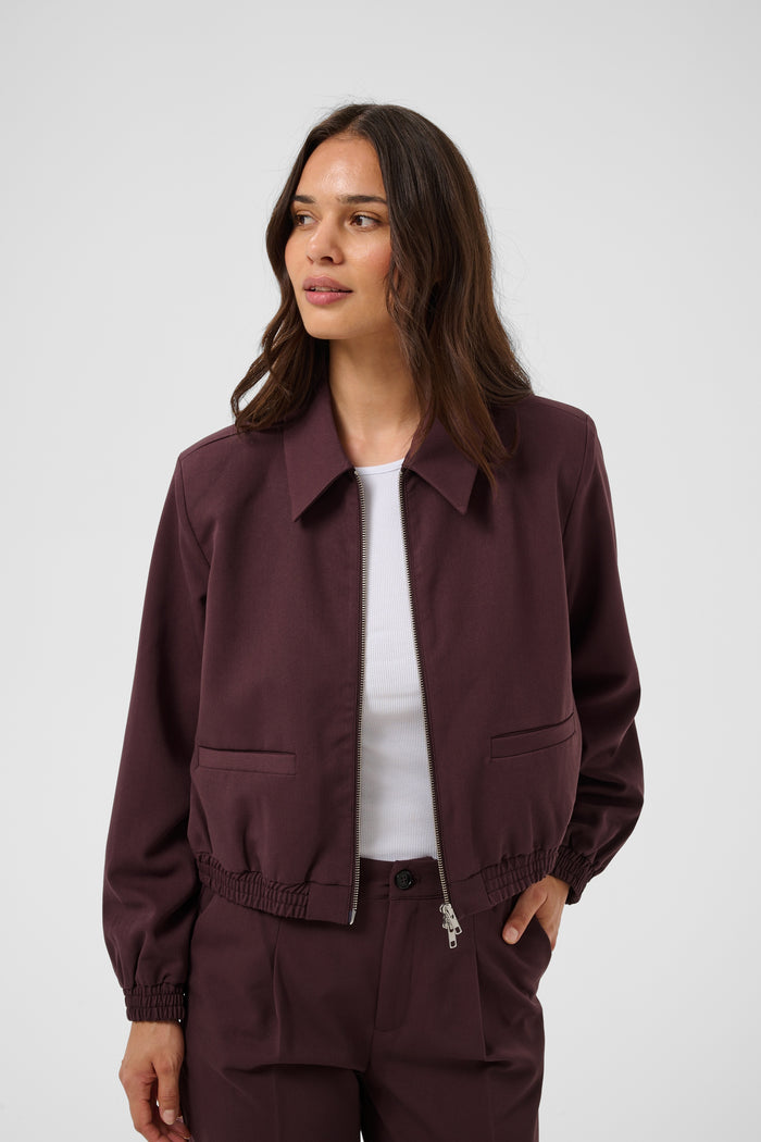 Kaffe Kasakura Fudge Burgundy Bomber Jacket, 10512340