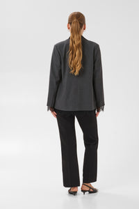 Kaffe Karielle Grey Melange Single Breasted Blazer with Lace Detailing, 10512351
