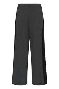 Kaffe Karielle Grey Melange Highwaisted Wide Leg Trousers with Lace Detailing