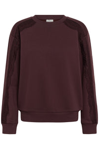 Kaffe KaJenny Fudge Burgundy Lace Fleece Lined Sweatshirt
