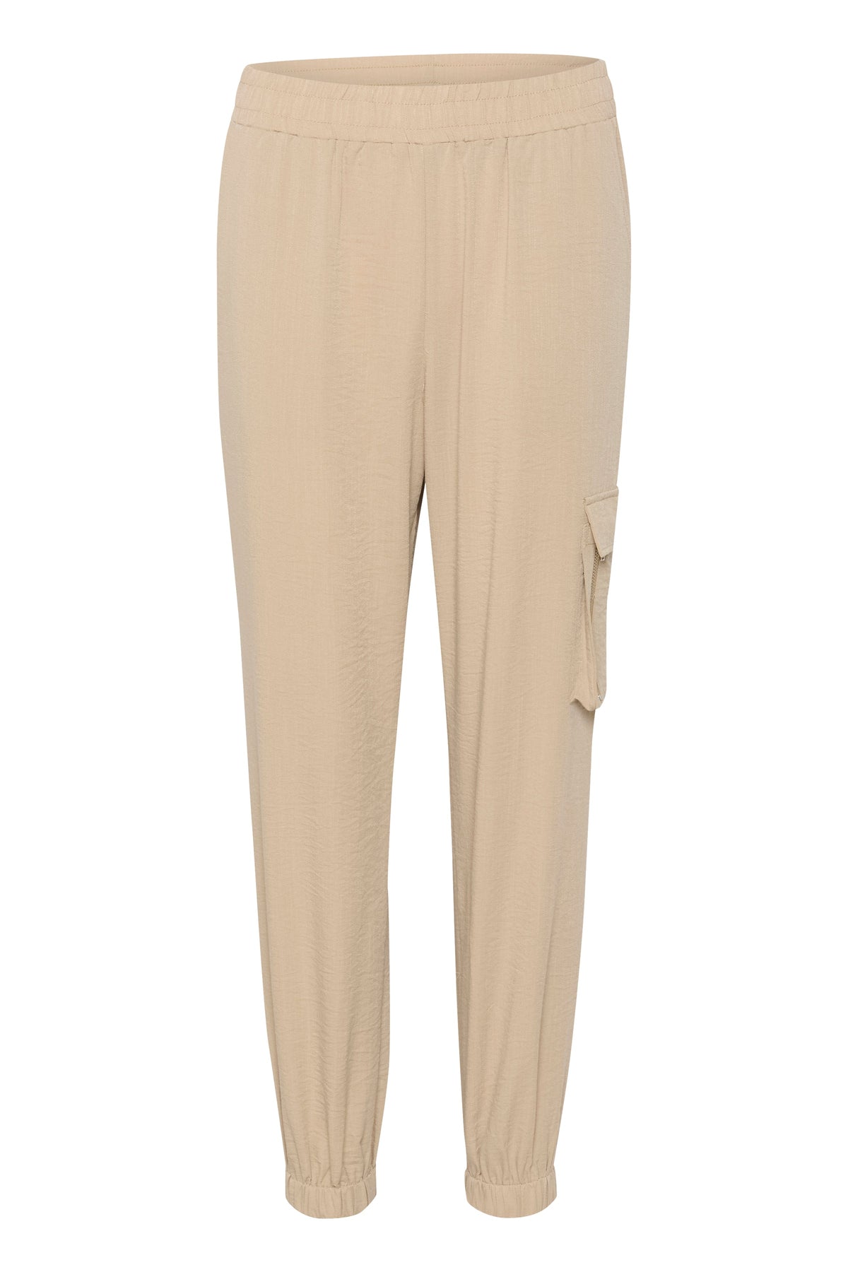 Kaffe Kamoria Feather Beige Cuffed Zipped Pocket Joggers