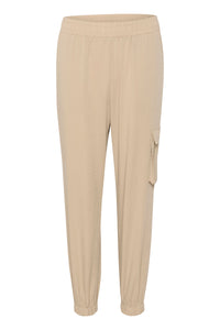 Kaffe Kamoria Feather Beige Cuffed Zipped Pocket Joggers