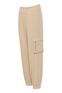 Kaffe Kamoria Feather Beige Cuffed Zipped Pocket Joggers