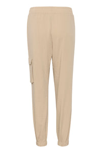 Kaffe Kamoria Feather Beige Cuffed Zipped Pocket Joggers