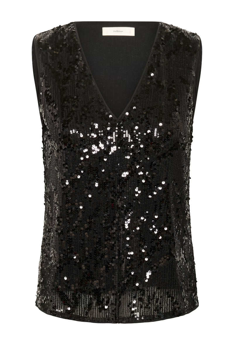InWear KimbaIW Black Sequin V-Neck Blouse