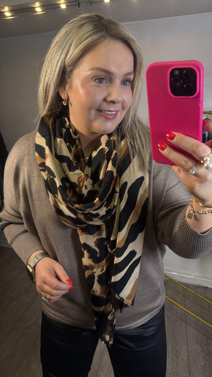 Saint Tropez Mila Beige Melange Round Neck Knit