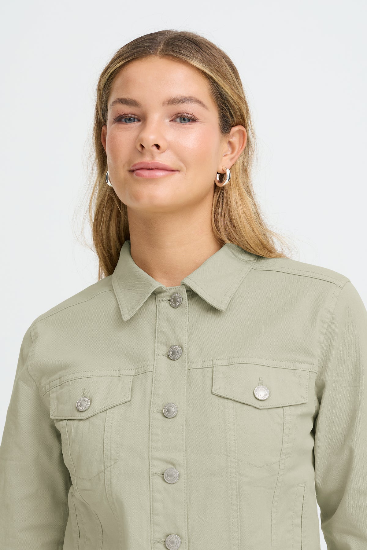 Fransa FrVotwill Desert Sage Soft Stretch Denim Jacket, 20609189