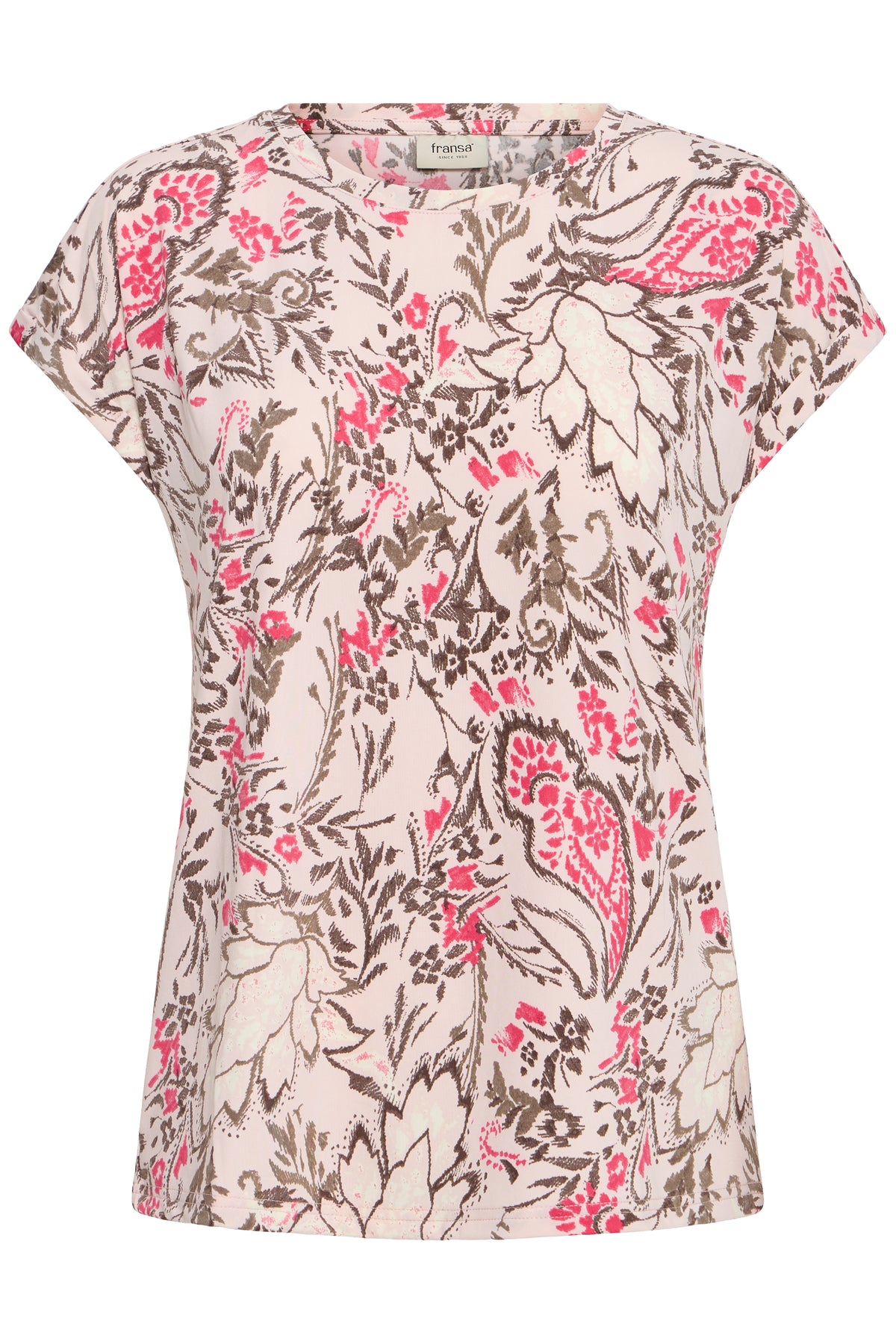Fransa FrSeen Lotus Pink Floral Printed T-Shirt, 20610634