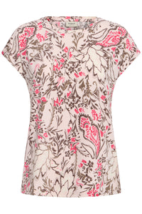 Fransa FrSeen Lotus Pink Floral Printed T-Shirt, 20610634