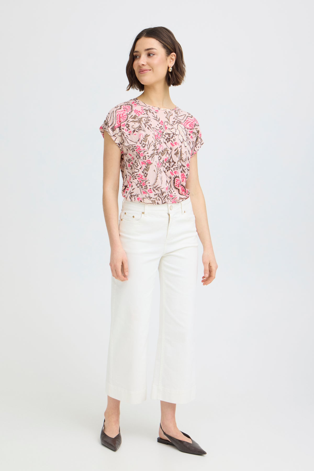 Fransa FrSeen Lotus Pink Floral Printed T-Shirt, 20610634