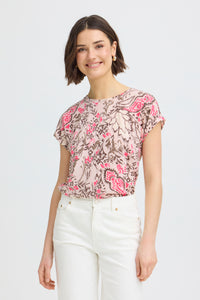 Fransa FrSeen Lotus Pink Floral Printed T-Shirt, 20610634