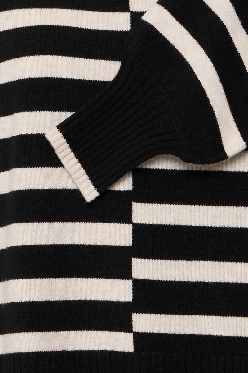 Fransa Frbitte Black Mix Stripe Oversized Knit, 20612456