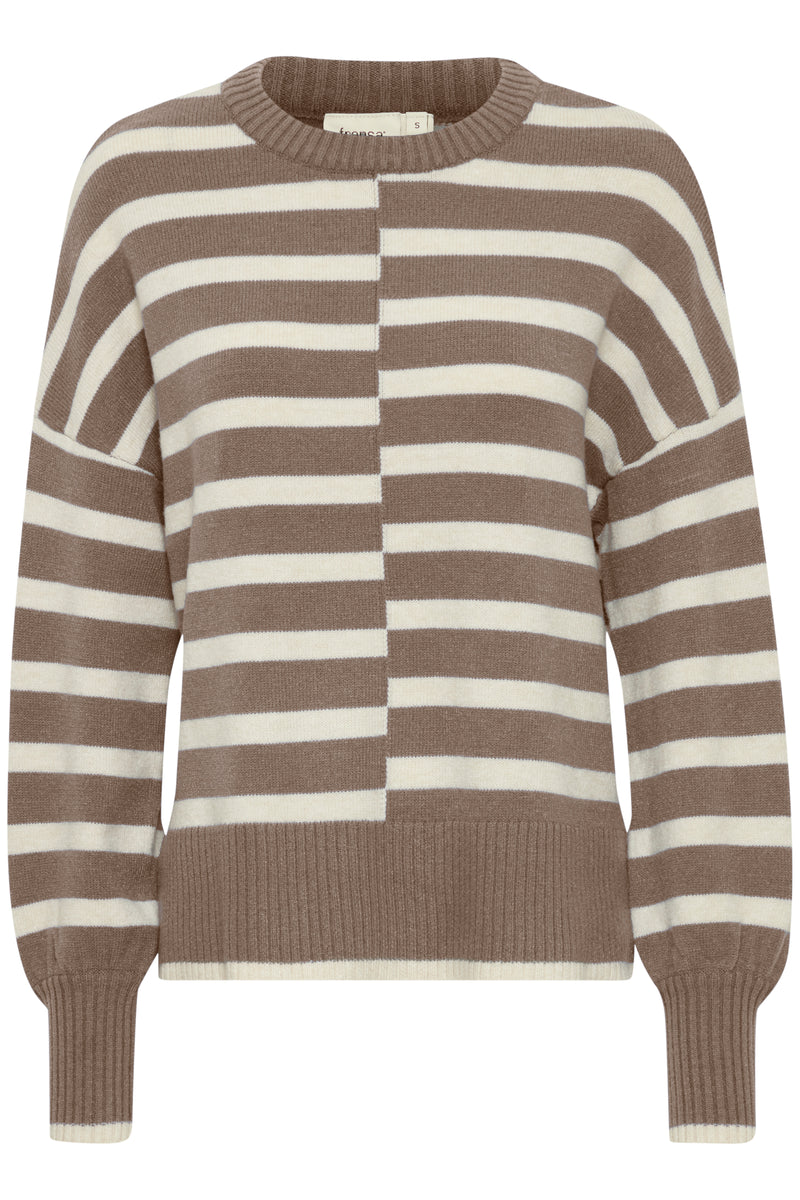 Fransa Frbitte Walnut Mix Stripe Oversized Knit, 20612456