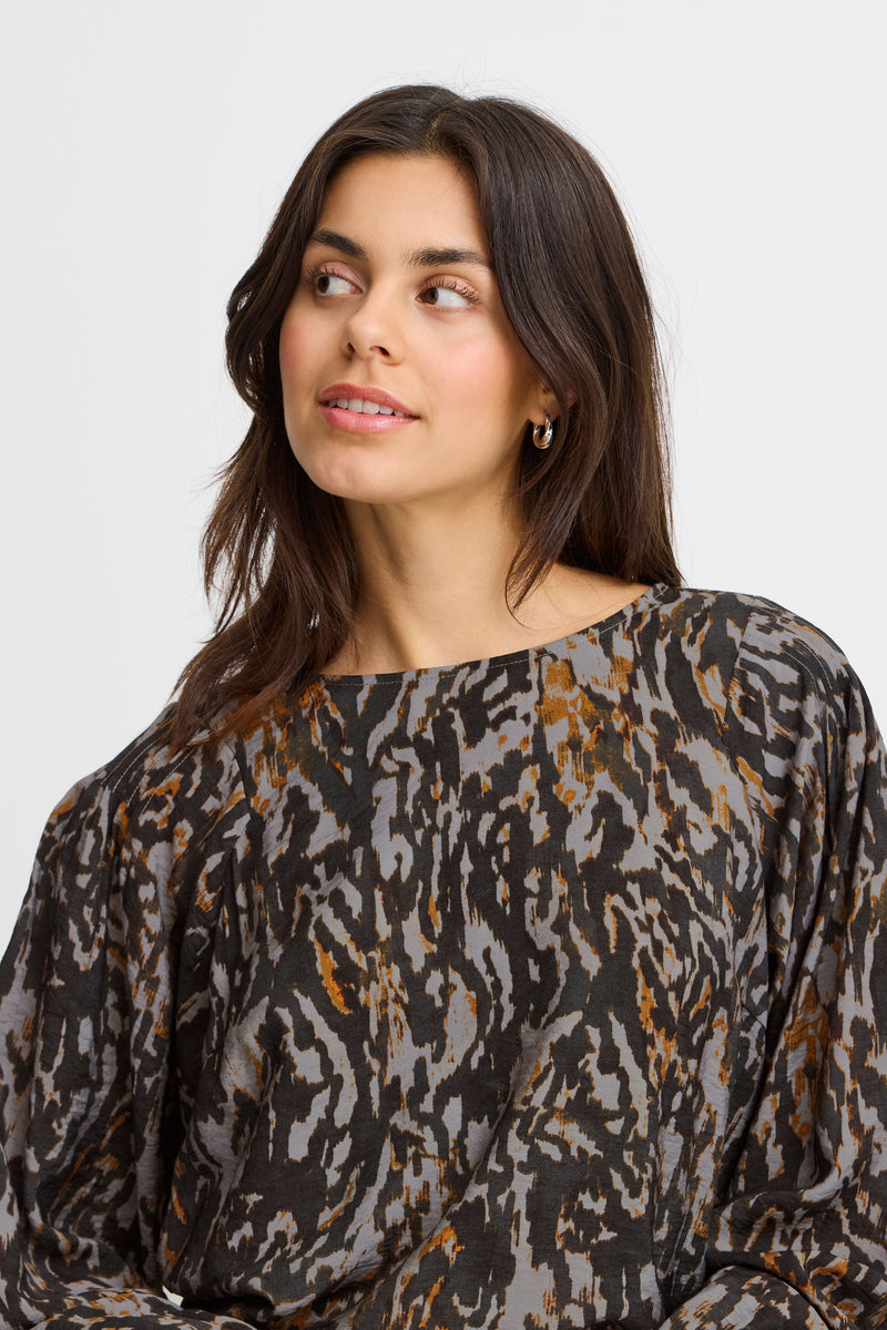 Fransa FrZeoni Phantom Grey Abstract Printed Blouse, 20614528