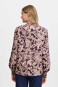 Fransa FrGladis Phantom Grey/Rose V-Neck Abstract Printed Blouse, 20614538