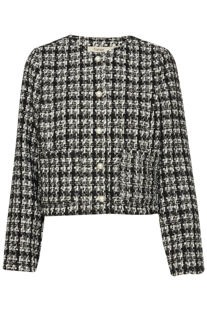 Fransa Frkamilu Black Mix Pearl Button Boucle Jacket, 20614880