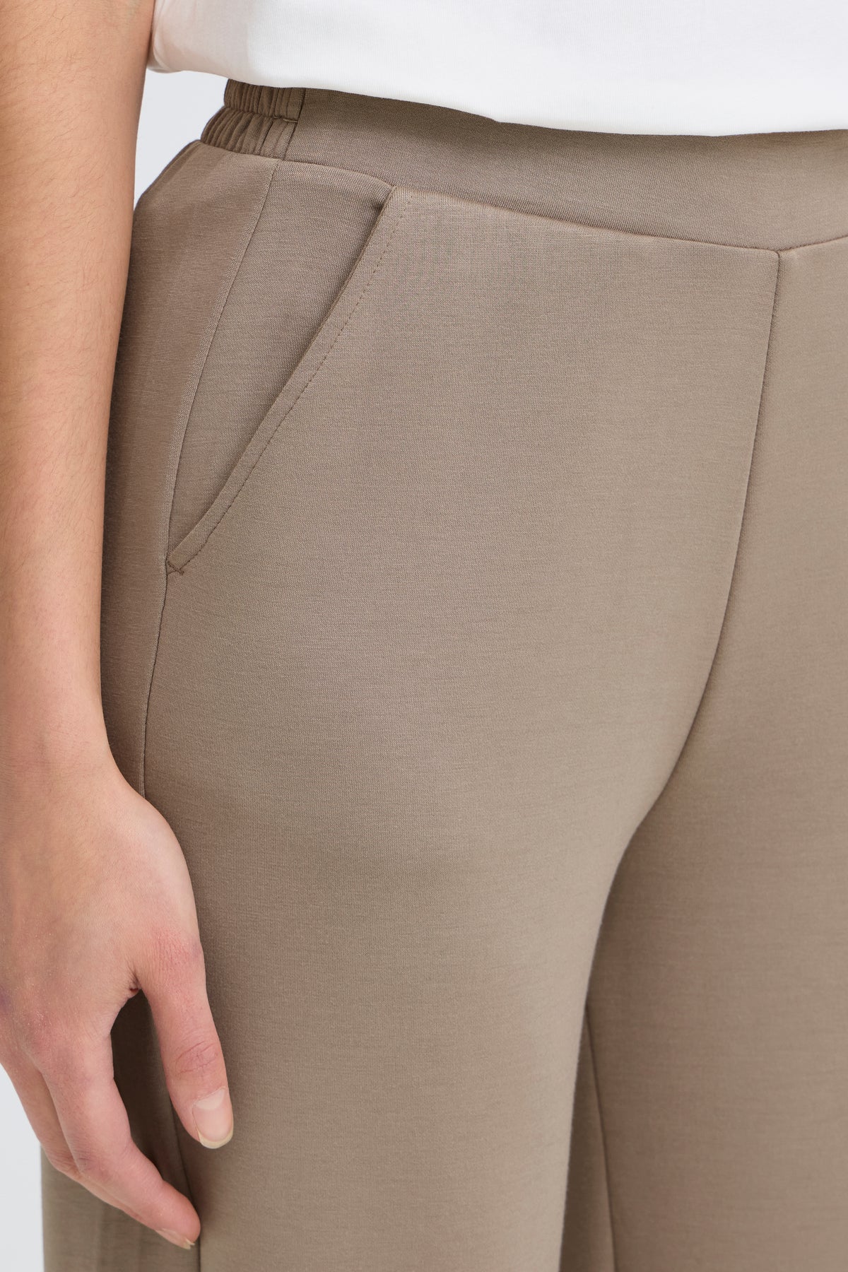 Fransa FrAurora Taupe Wide Leg 7/8 Modal Joggers, 20615493