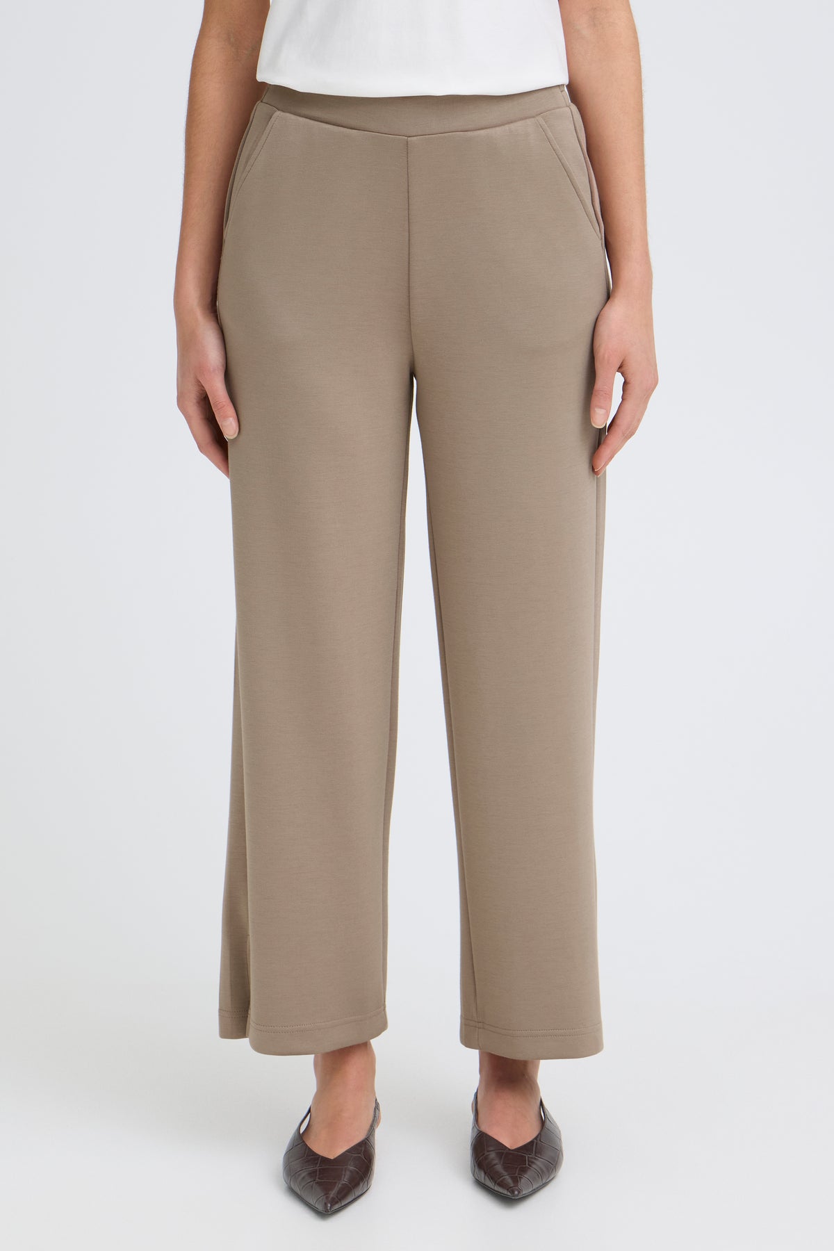 Fransa FrAurora Taupe Wide Leg 7/8 Modal Joggers, 20615493