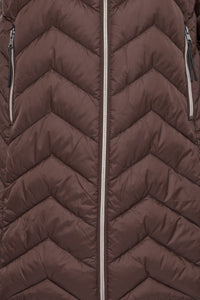 FRANSA FrBaPadding Knee Length Chocolate Hot Fudge Puffa Coat with Hood