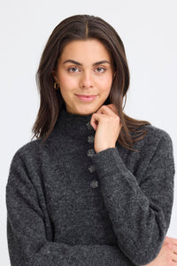 Fransa Frsanny Charcoal Grey Melange Knitted Jumper Dress