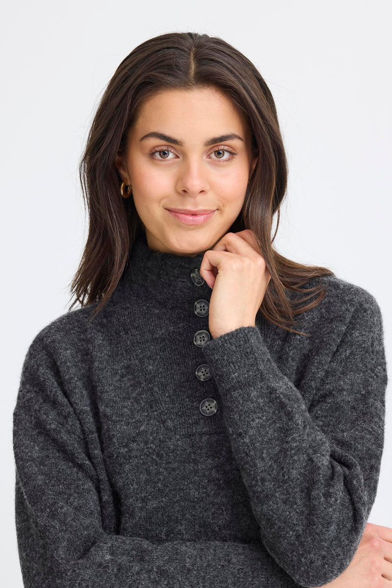 Fransa Frsanny Charcoal Grey Melange Knitted Jumper Dress