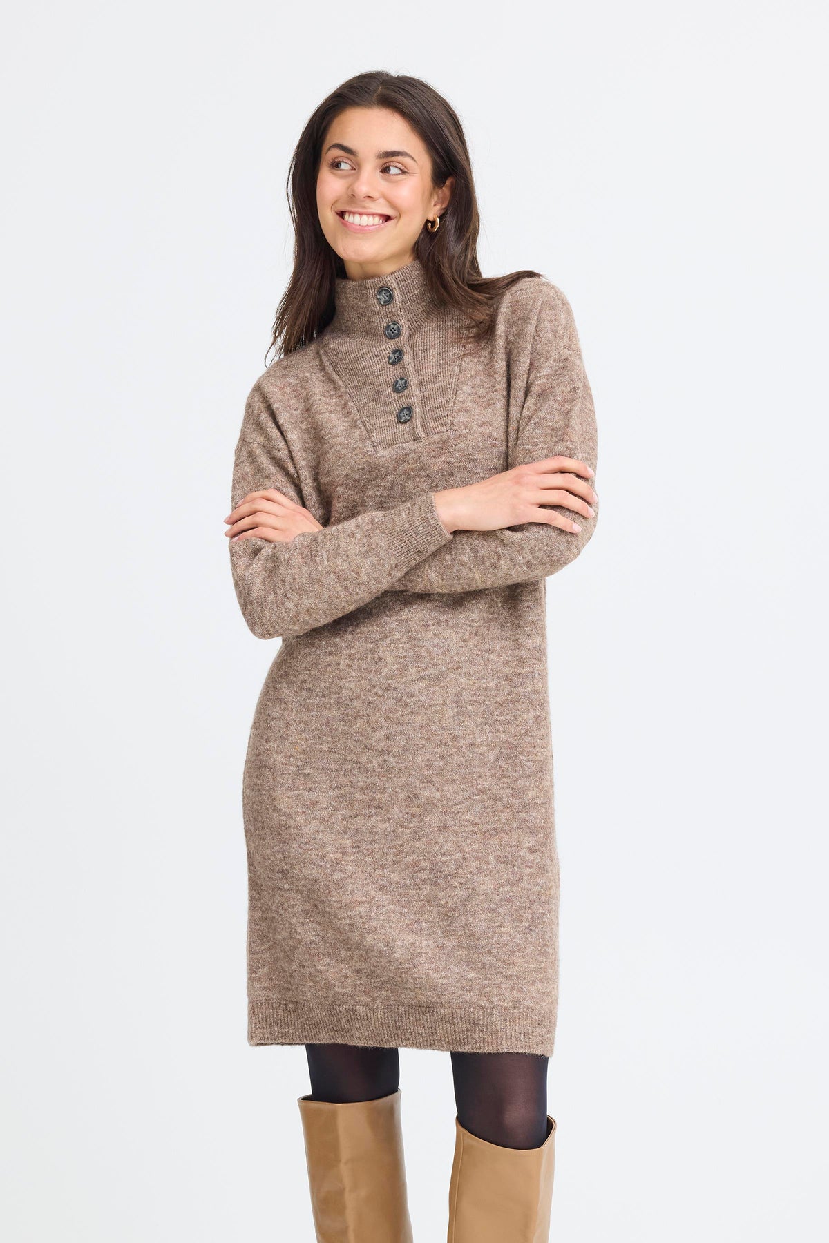 Fransa Frsanny Cocoa Melange Knitted Jumper Dress