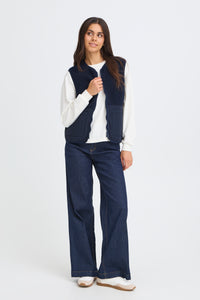 Fransa FrMikala Navy Blazer Teddy Quilted Gilet