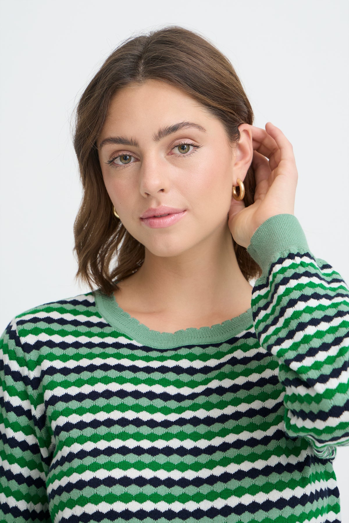 Fransa FrCaia Bosphorus Green Striped Knit, 20617448