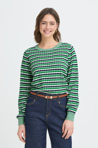 Fransa FrCaia Bosphorus Green Striped Knit, 20617448