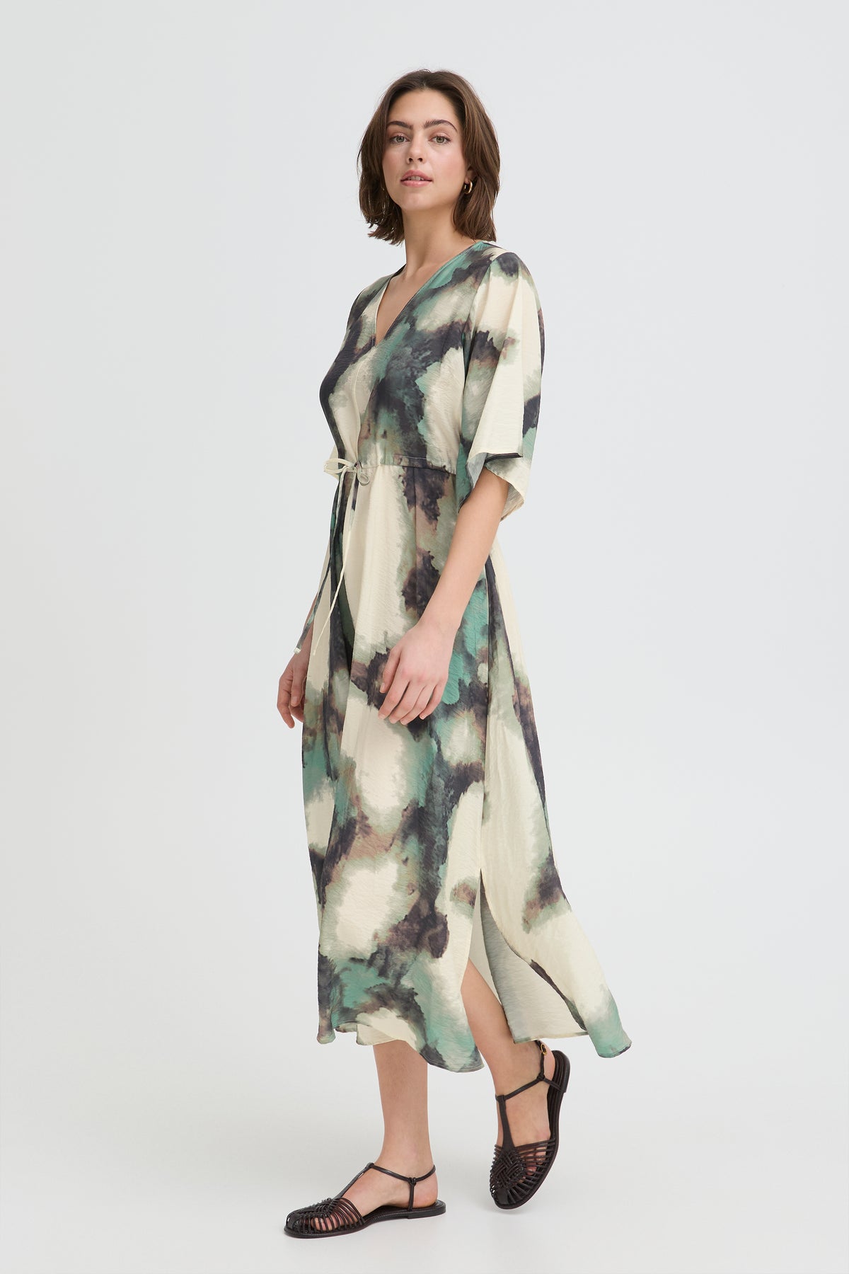 Fransa FrAyla Marble Creme De Menthe Printed V-Neck Maxi Dress