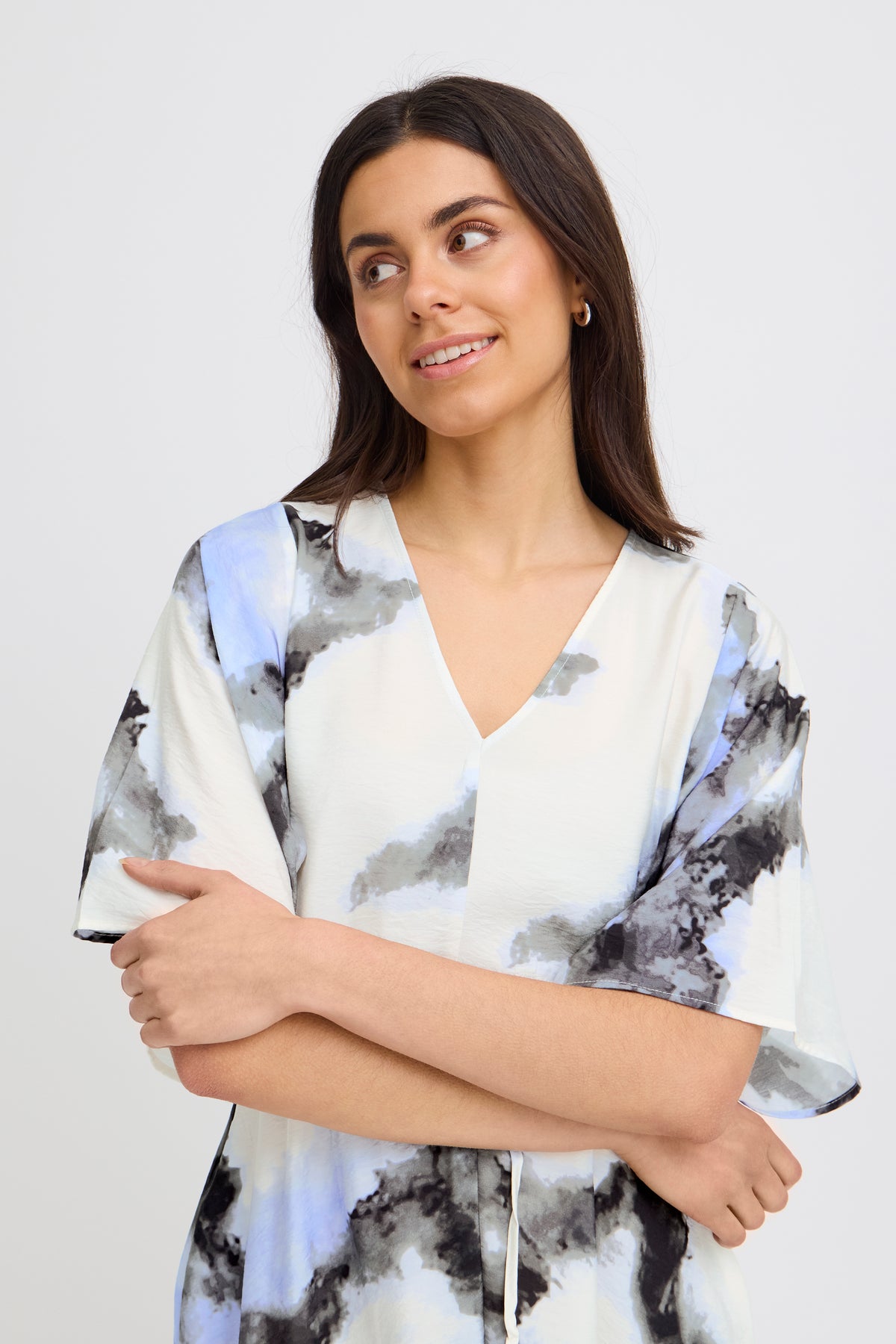 Fransa FrAyla Marble Hydrangea Printed V-Neck Maxi Dress, 20617498