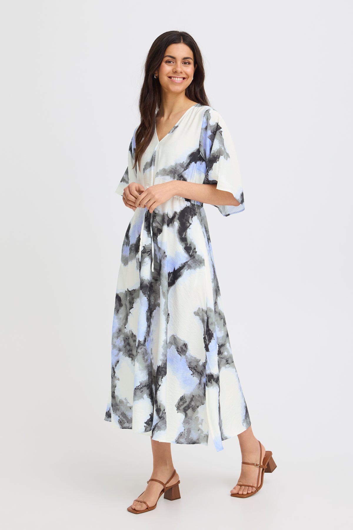 Fransa FrAyla Marble Hydrangea Printed V-Neck Maxi Dress, 20617498