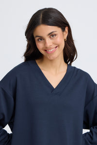 Fransa FrAurora Navy Blazer Modal Oversized V-Neck Top, 20617552