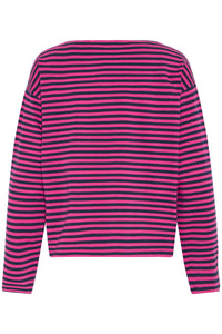 Fransa FrSiva Very Berry Stripe Oversized Long Sleeve Top