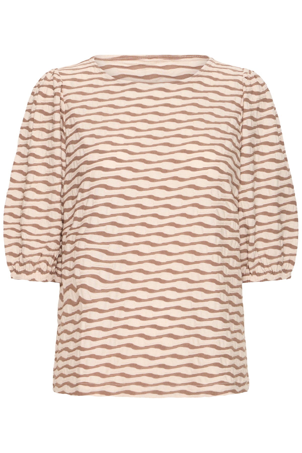 Fransa FrNiamy Taupe Wavy Printed Top, 20617985