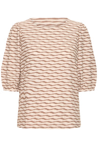 Fransa FrNiamy Taupe Wavy Printed Top, 20617985