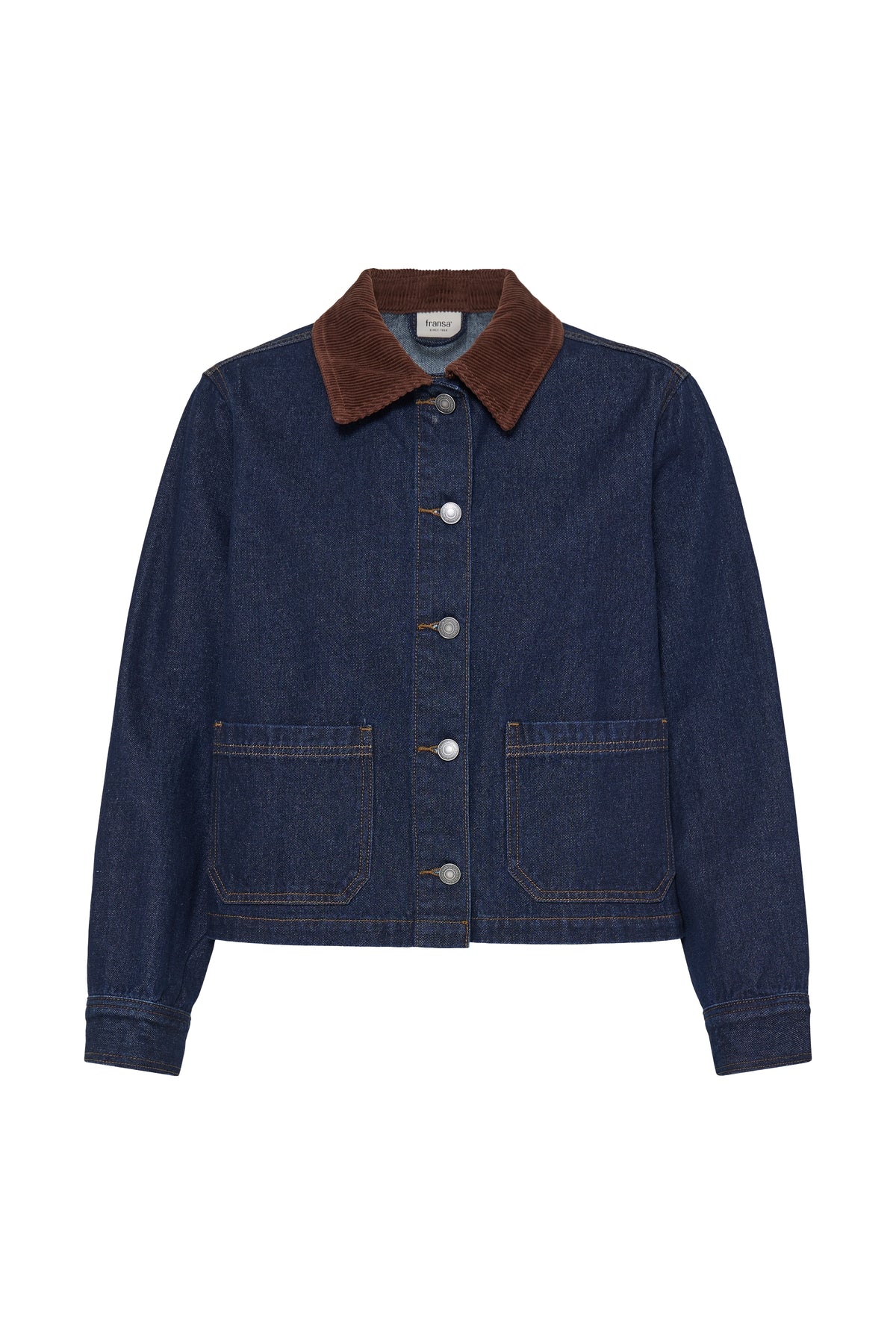 Fransa FrLeslie Dark Blue Denim Barn Jacket with Cord Collar, 20618311