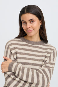 Fransa FrIdaa Driftwood Taupe Striped Supersoft Knit, 20618351