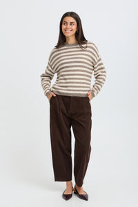 Fransa FrIdaa Driftwood Taupe Striped Supersoft Knit, 20618351