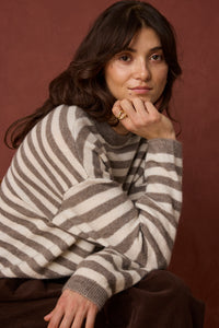 Fransa FrIdaa Driftwood Taupe Striped Supersoft Knit, 20618351