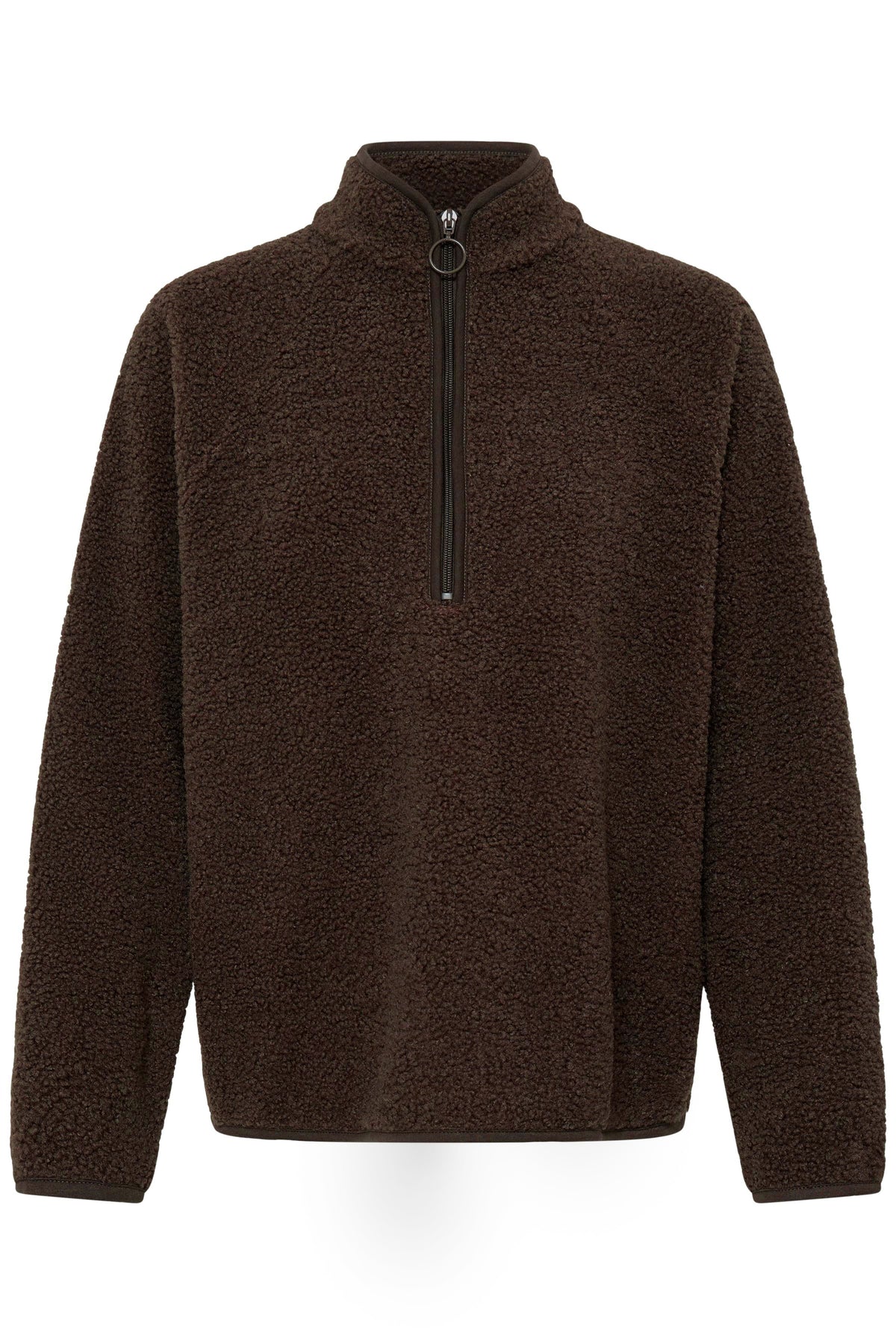 Fransa FrTenya Chocolate Brown 1/2 Zip Teddy Fleece