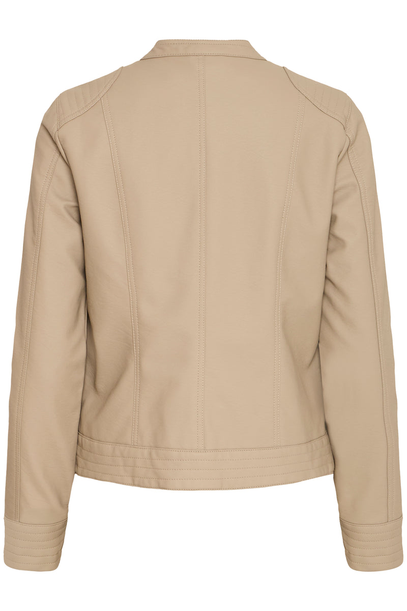 B.Young Byacom Roasted Cashew Beige Faux Leather Jacket