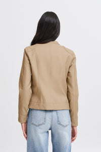 B.Young Byacom Roasted Cashew Beige Faux Leather Jacket