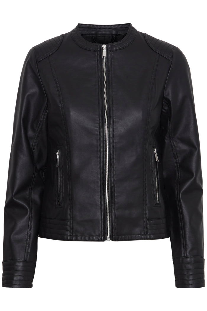 B.Young Byacom Black Faux Leather Jacket