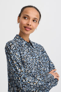 B.Young ByJosa Dusty Blue Flower Mix Printed Shirt