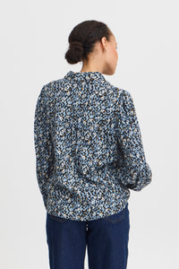 B.Young ByJosa Dusty Blue Flower Mix Printed Shirt