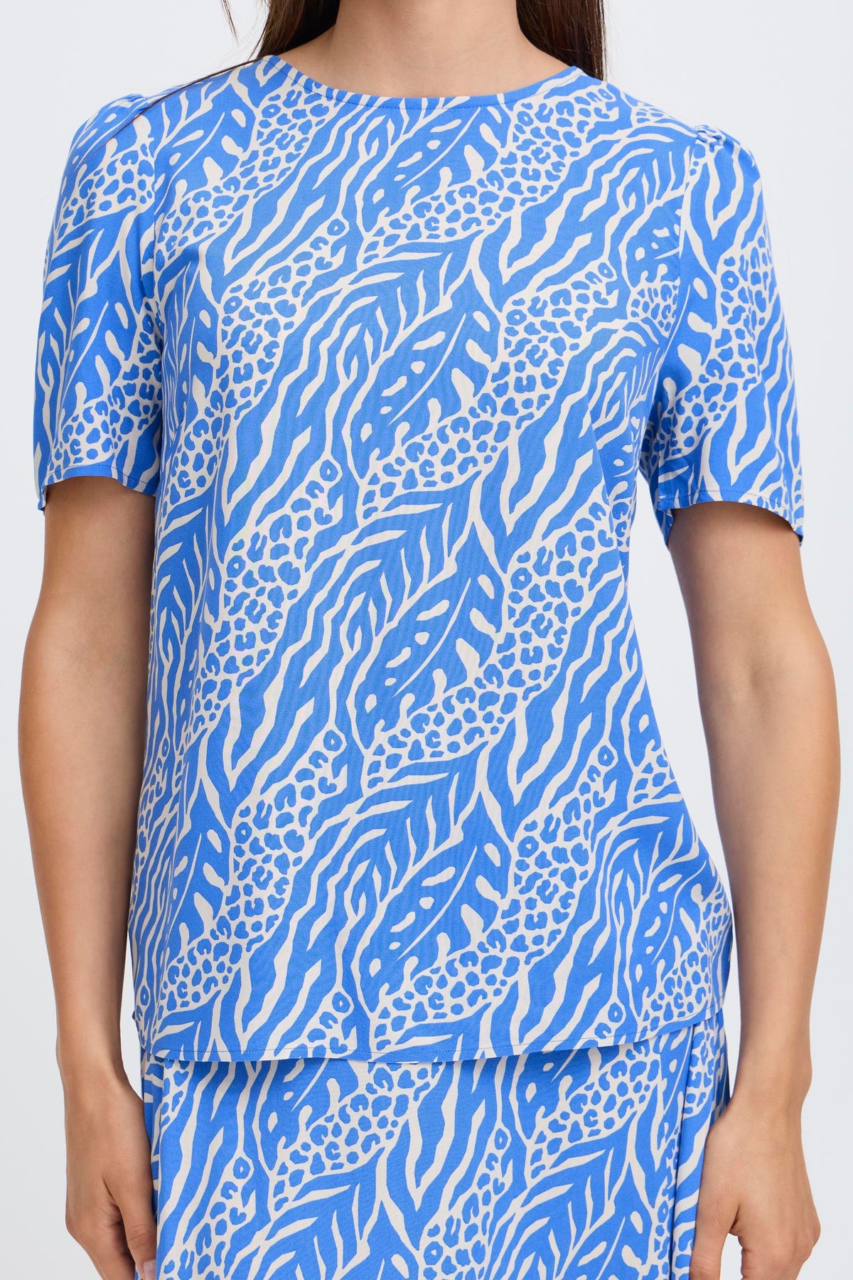 B.Young ByMmJoella Nebulas Blue/Sand Nature Print Blouse, 20811222