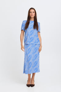 B.Young ByMmJoella Nebulas Blue/Sand Nature Print Blouse, 20811222