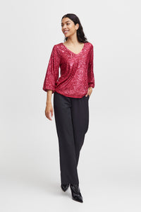 B.Young Bysolia Vivacious Pink V-Neck Blouse, 20812550